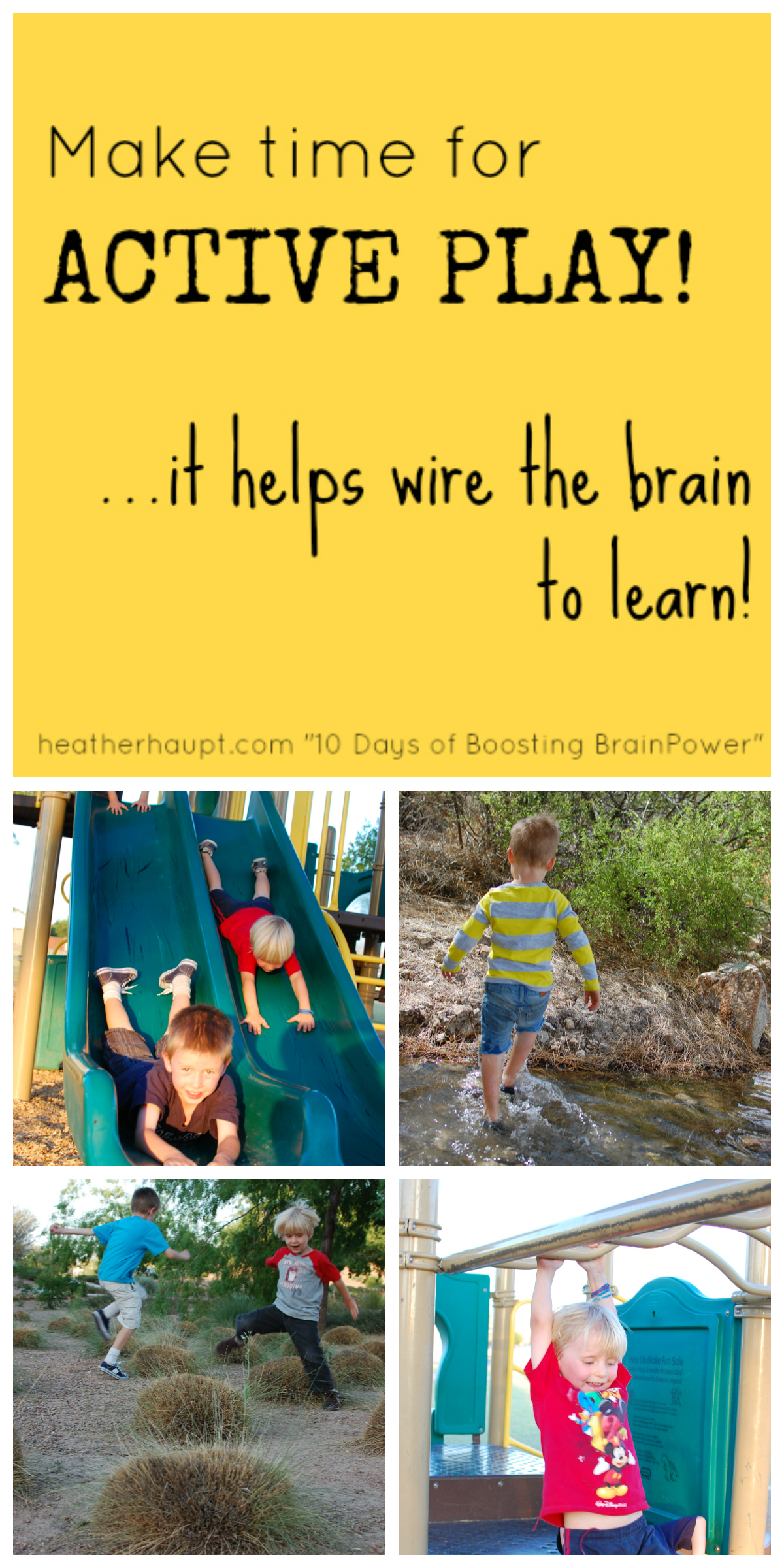 Active play promotes brain development!  It's not just fun, it is FUNdamental! {Day 5 of Boosting Brain Power}