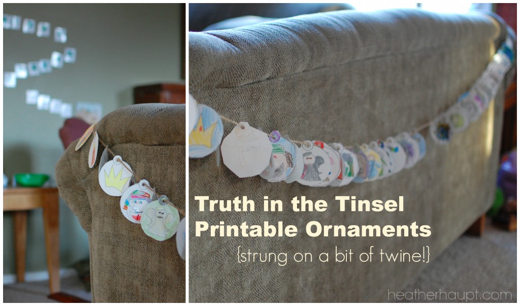 Truth in the Tinsel printable ornaments - Simply color and strong on a bit of twine! {COUPON CODE alert!}