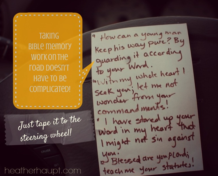 A great way to memorize Bible verses is to take take it on the road with you! #EndBiblePoverty