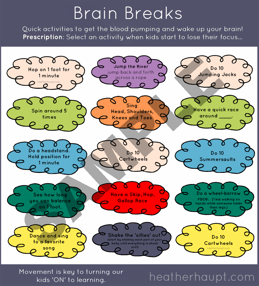 Brain Breaks are a fun way to "wake-up" the brain throughout the day to give bodies a needed oxygen boost and wire the brain for optimal learning! {This E-book is a must for every parent and teacher!}