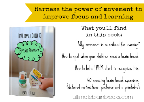 A must for every parent or classroom teacher.  Simple brain breaks to help our children improve focus, concentration and retention!  