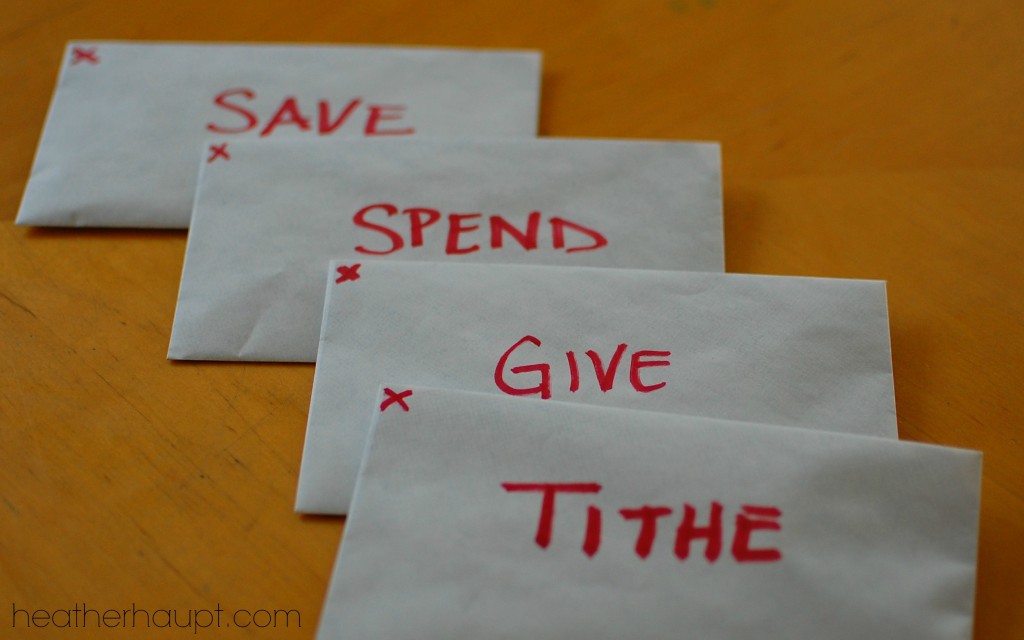 Using the envelope system is a great way to help kids understand finances.