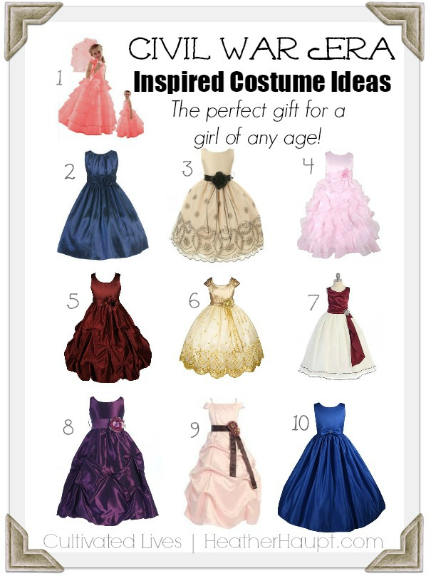 A beautiful alternative to cheap costumes that will transport your girl into the Civil War Era! They make for beautiful birthday or Christmas gifts!