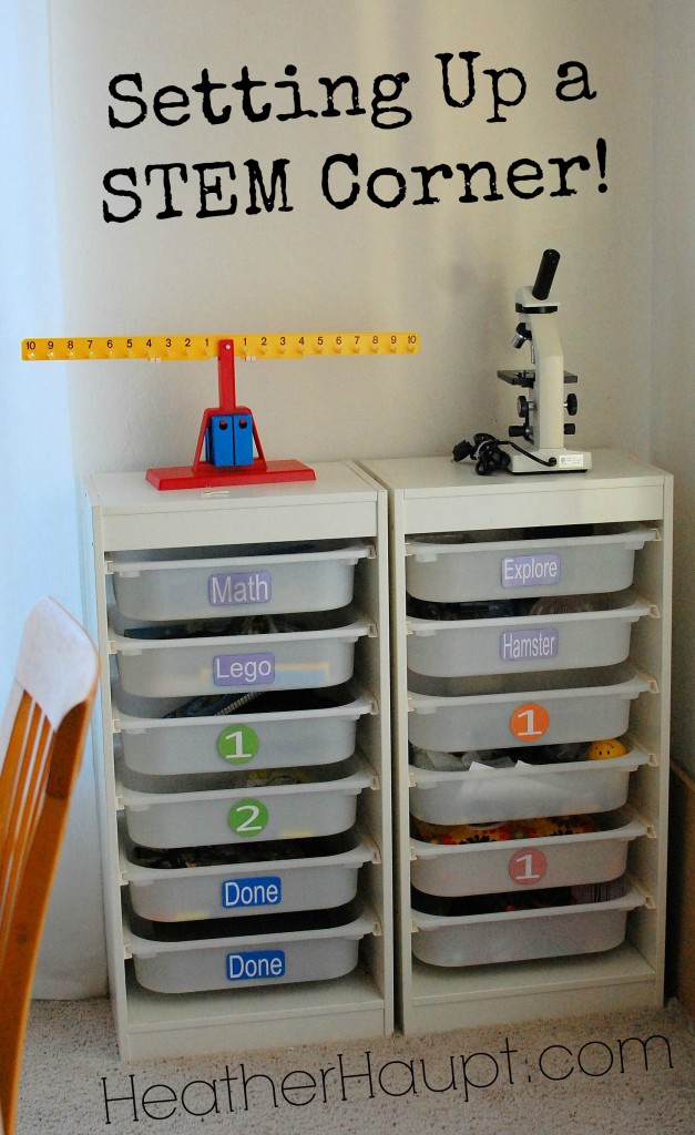 Setting the stage to explore scientific and mathematical concepts with a #STEM corner.