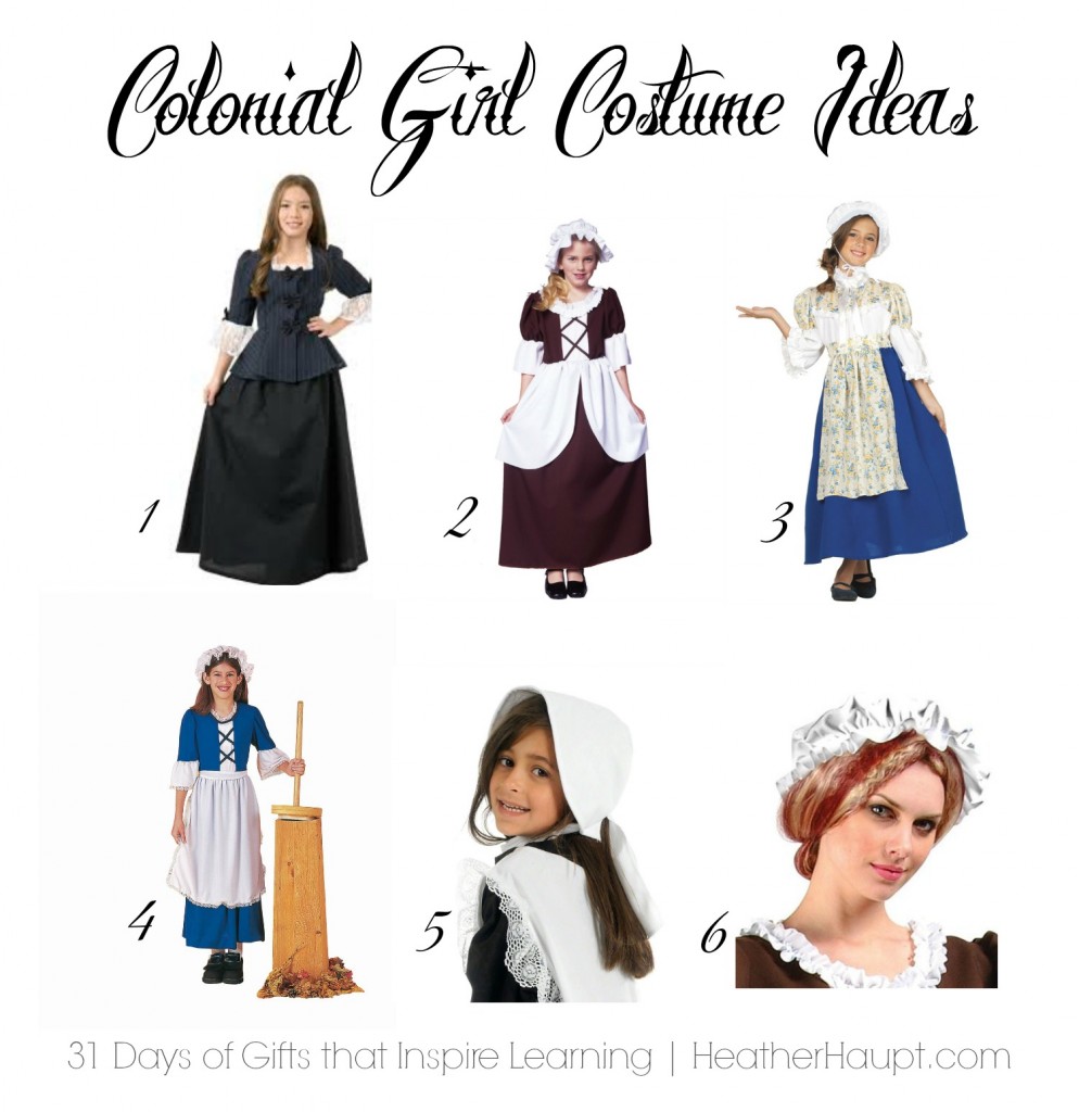 Colonial girl costumes to spark imaginative play and learning.