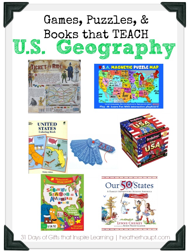 Games, puzzles and books that teach U.S. Geography. 
