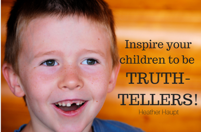 Happy young boy. Text on image reads Inspire your children to be Truth Tellers